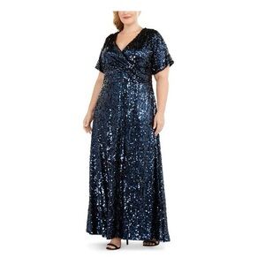 Elegant Blue Sequin Evening Gown